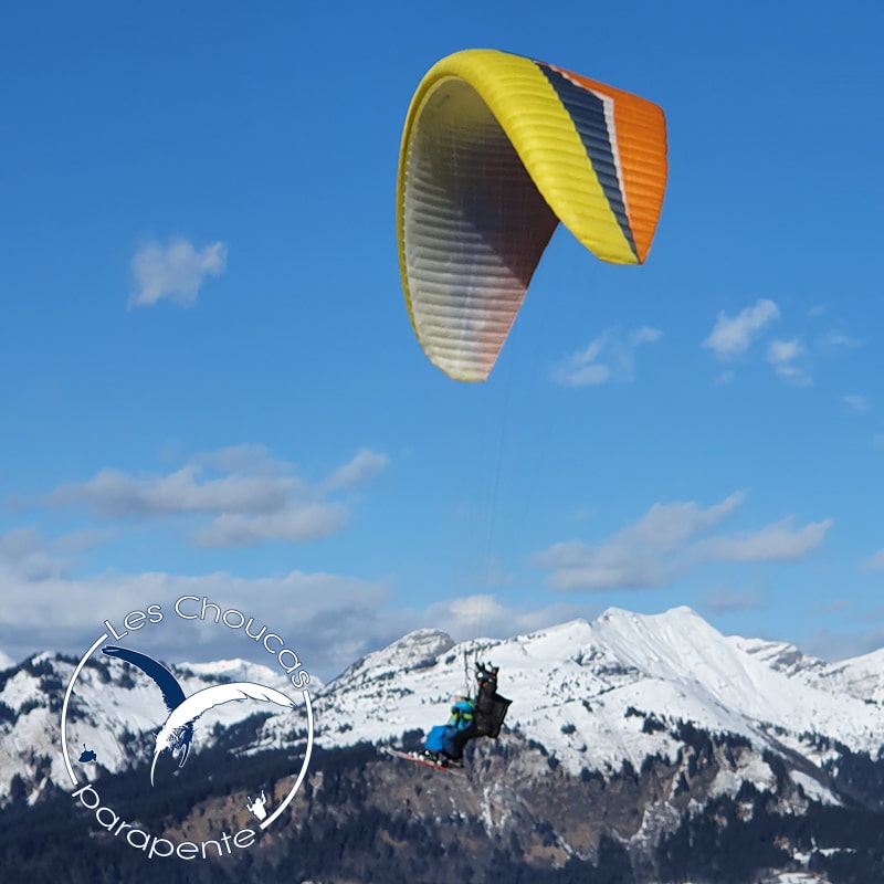 Parapente hiver bapteme Vol thermique en baptême parapente